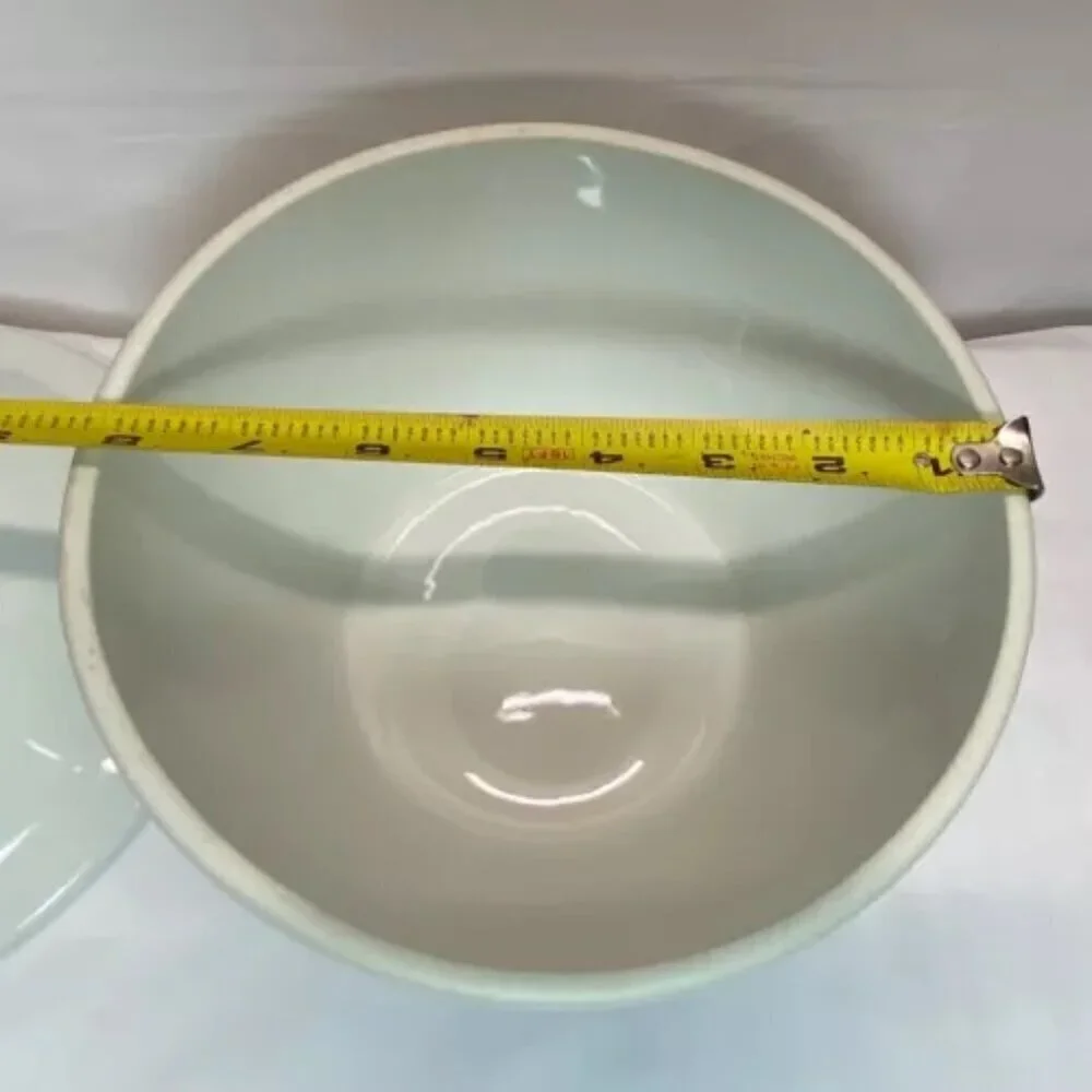Stoneware Mixing Bowl 9”‎ Casserole Dish Handle Lid Heirloom White New